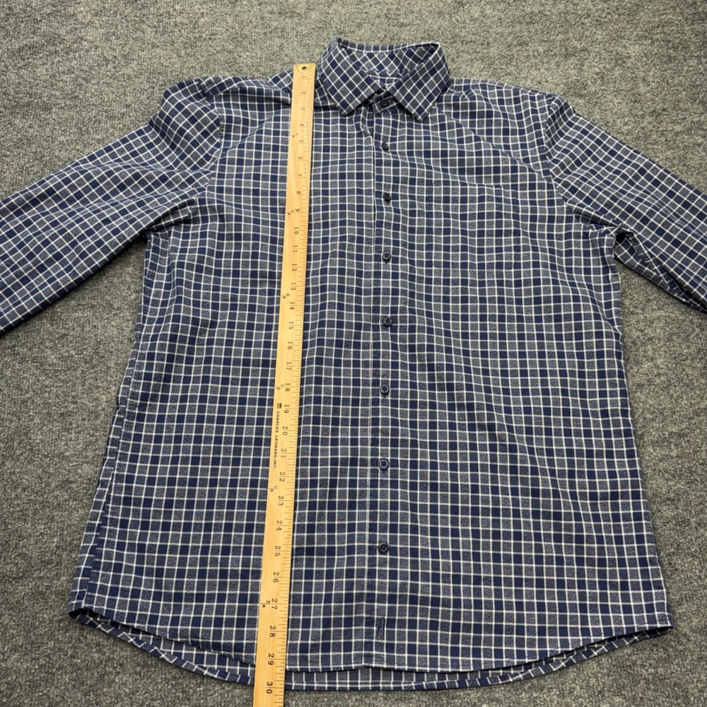 Johnnie-O Mens Navy‎ White Windowpane Check Cotton Button Down Shirt Large - Picture 3 of 8